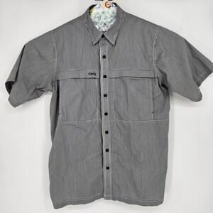 GameGuard Shirt Mens Large Black White Gingham Vented Fishing Short Sleeve